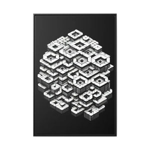 Hexagons Abstract Art Print on Matte Canvas Black Frame - Dipaliz - 32″ x 48″ (vertical) / 1.25’’ - Posters Prints &