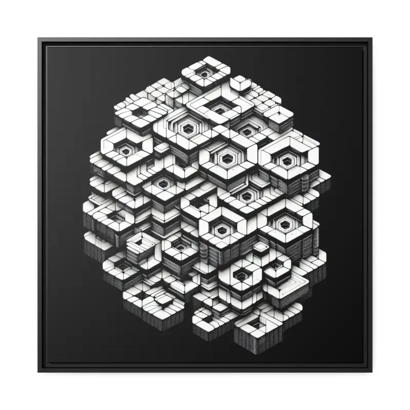 Hexagon Matte Canvas Art for a Trendy Home Look - 32’’ x (square) / Black / 1.25’’