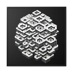 Hexagons Abstract Art Print on Matte Canvas Black Frame - Dipaliz - 32’’ x (square) / 1.25’’ - Posters Prints & Visual