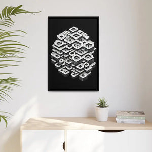Hexagons Abstract Art Print on Matte Canvas Black Frame - Dipaliz - Posters Prints & Visual Artwork