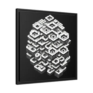 Hexagons Abstract Art Print on Matte Canvas Black Frame - Dipaliz - Posters Prints & Visual Artwork