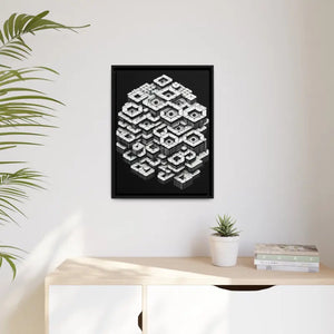 Hexagons Abstract Art Print on Matte Canvas Black Frame - Dipaliz - Posters Prints & Visual Artwork