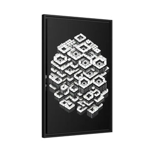 Hexagons Abstract Art Print on Matte Canvas Black Frame - Dipaliz - Posters Prints & Visual Artwork