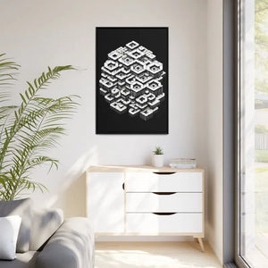 Hexagons Abstract Art Print on Matte Canvas Black Frame - Dipaliz - Posters Prints & Visual Artwork