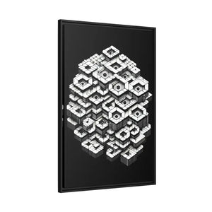 Hexagons Abstract Art Print on Matte Canvas Black Frame - Dipaliz - Posters Prints & Visual Artwork