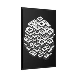 Hexagons Abstract Art Print on Matte Canvas Black Frame - Dipaliz - Posters Prints & Visual Artwork