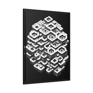 Hexagons Abstract Art Print on Matte Canvas Black Frame - Dipaliz - Posters Prints & Visual Artwork