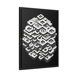 Hexagons Abstract Art Print on Matte Canvas Black Frame - Dipaliz - Posters Prints & Visual Artwork