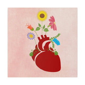 Vibrant Matte Canvas - Floral Heart Radial Pine - Dipaliz - Posters Prints & Visual Artwork