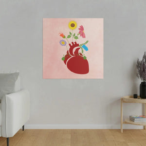 Vibrant Matte Canvas - Floral Heart Radial Pine - Dipaliz - Posters Prints & Visual Artwork