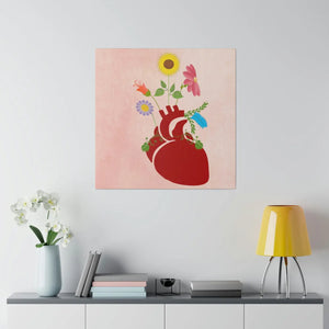 Vibrant Matte Canvas - Floral Heart Radial Pine - Dipaliz - Posters Prints & Visual Artwork