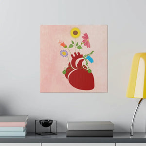 Vibrant Matte Canvas - Floral Heart Radial Pine - Dipaliz - Posters Prints & Visual Artwork