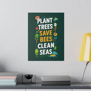 Plant Trees Save Bees Matte Canvas Decor - Dipaliz - Posters Prints & Visual Artwork
