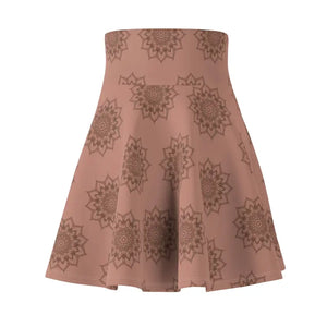 Mauve Womens Skater Skirt Versatile Aop Mandala Pattern - Dipaliz - Skirts