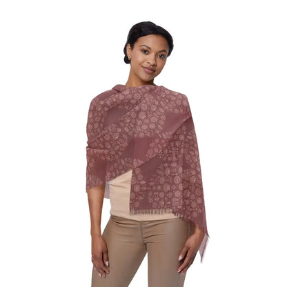 Elevate your Style with a Mauve Nature Line Art Scarf - 27’’ × 73’’