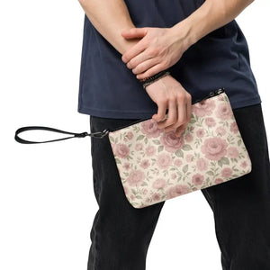 Mauve Pink Roses Crossbody Bag with Zipper Closure - Dipaliz - Cross Body Bags