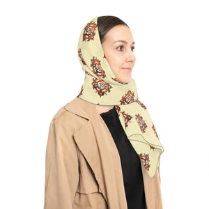 Vibrant Yellow Poly Scarf - Stunning Meditation Aum Pattern - Dipaliz - Scarves & Shawls