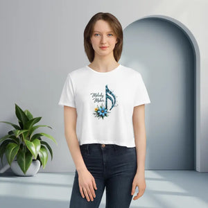 Flowy Cropped Tee Music Lover Style Statement - Dipaliz - s / White - T-shirts