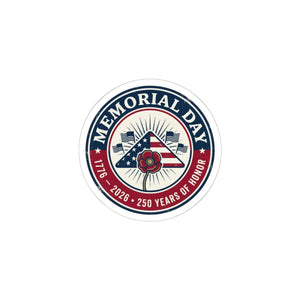 Memorial Day 1776–2026 Sticker | Usa 250 Vintage Distressed Red White Blue - Paper Products