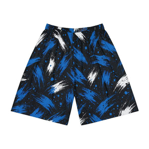 Bold Blue Brushstroke Athletic Shorts - Casual Summer - Dipaliz