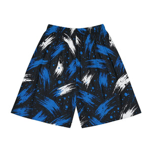 Bold Blue Brushstroke Athletic Shorts - Casual Summer - Dipaliz