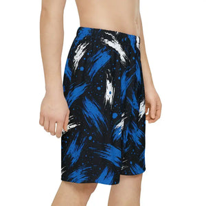 Premium Bold Blue Brushstroke Athletic Shorts - Dipaliz