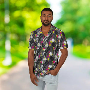 Abstract Floral Hawaiian Shirt - Lightweight Camp Style - Dipaliz - Xs - Button
