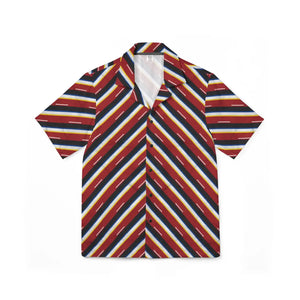 Retro Stripe Hawaiian Camp Shirt - Linen Texture - Dipaliz - Shirts - Xs