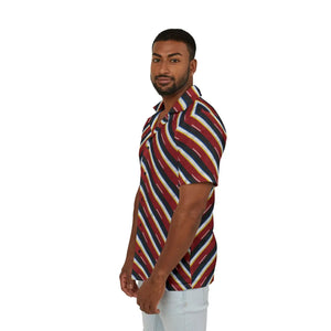 Retro Stripe Hawaiian Camp Shirt - Linen Texture - Dipaliz - Shirts - Xs