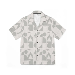 Geometric Hawaiian Camp Shirt - Minimal Gray - Dipaliz - Shirts