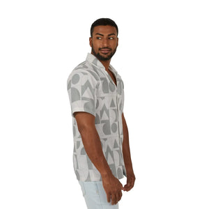Geometric Hawaiian Camp Shirt - Minimal Gray - Dipaliz - Shirts