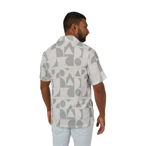 Geometric Hawaiian Camp Shirt - Minimal Gray - Dipaliz - Shirts