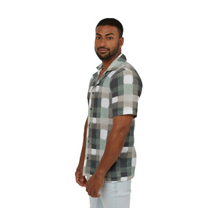 Green Plaid Hawaiian Camp Shirt - Breezy Summer Top - Dipaliz - Shirts - s