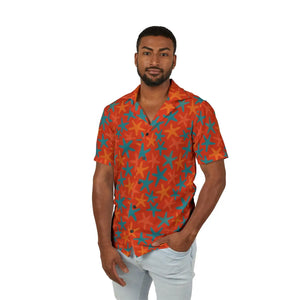 Orange Starfish Hawaiian Shirt - Breezy Camp Top - Dipaliz - Shirts