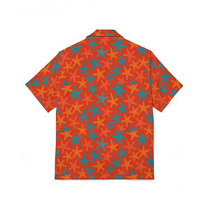 Orange Starfish Hawaiian Shirt - Breezy Camp Top - Dipaliz - Shirts