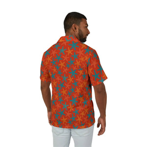 Orange Starfish Hawaiian Shirt - Breezy Camp Top - Dipaliz - Shirts