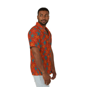Orange Starfish Hawaiian Shirt - Breezy Camp Top - Dipaliz - Shirts