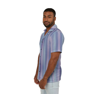 Pastel Hawaiian Camp Shirt - Lavender Stripe Beach - Dipaliz - Shirts - s