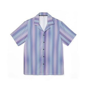 Pastel Hawaiian Camp Shirt - Lavender Stripe Beach - Dipaliz - Shirts - s