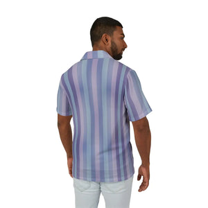 Pastel Hawaiian Camp Shirt - Lavender Stripe Beach - Dipaliz - Shirts - s