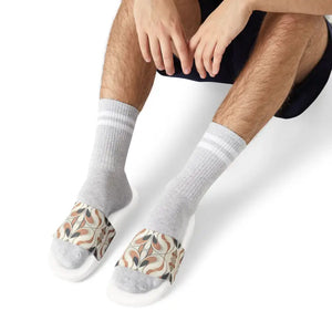 Patterned Slide Sandals - Retro Floral Geometric Strap - Dipaliz - White / us 6 - Shoes