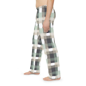 Men’s Plaid Pajama Pants, Cozy Green & Gray Lounge Sleepwear - Pajamas