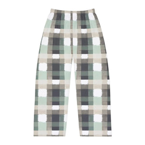 Men’s Plaid Pajama Pants, Cozy Green & Gray Lounge Sleepwear - Pajamas