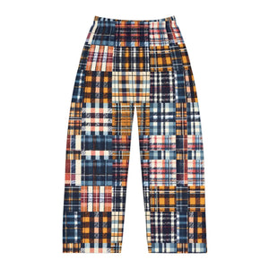 Men’s Plaid Patchwork Pajama Pants, Cozy Lounge Sleepwear - Pajamas - Xs