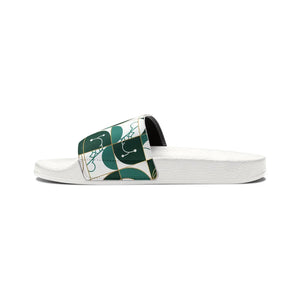 Green Geometric Slide Sandals - Bold Pattern Comfort - Dipaliz