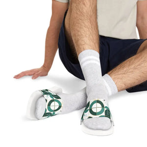 Green Geometric Pattern Slide Sandals - Removable Strap - Dipaliz - White / us 6 - Shoes