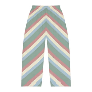 All Over Prints - Retro Chevron Pajama Pants - Wide Leg Cozy Lounge - Dipaliz