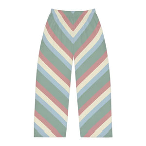 All Over Prints - Retro Chevron Pajama Pants - Wide Leg Cozy Lounge - Dipaliz