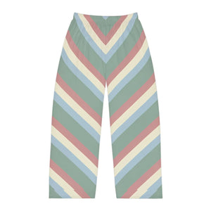 Men’s Retro Chevron Pajama Pants - Wide-leg Cozy Lounge Sleepwear - Pajamas