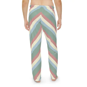 All Over Prints - Retro Chevron Pajama Pants - Wide Leg Cozy Lounge - Dipaliz